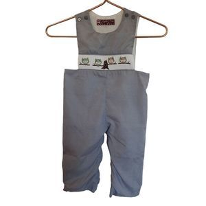 Ginger Hares Vintage Style Smocked Overall size 2 Owl Embroidery Fully Lined